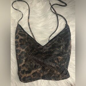Windsor glitter leopard crop top size large but seems smaller